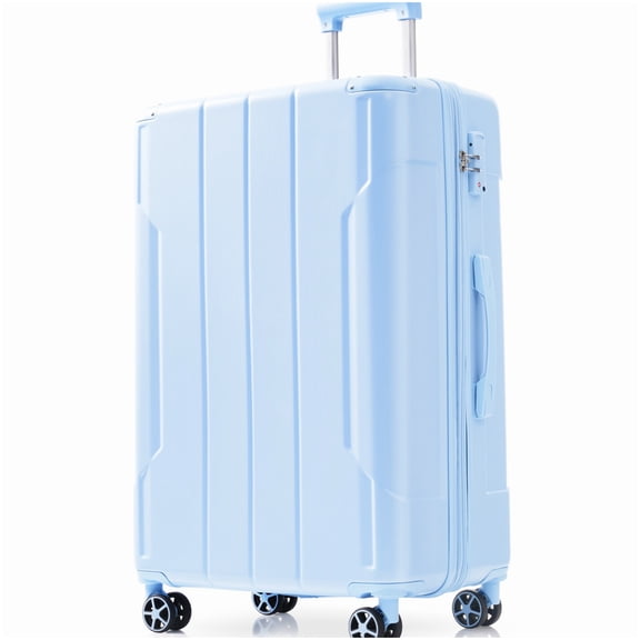 Expandable Hardshell Suitcase 24 Inch, Sky Blue ABS Check-in Luggage with 8 Spinner Wheels