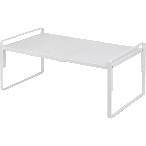 Expandable Height Adjustable Cabinet Shelf Organizer for Kitchen Pantry Under Sink Countertop White XXL