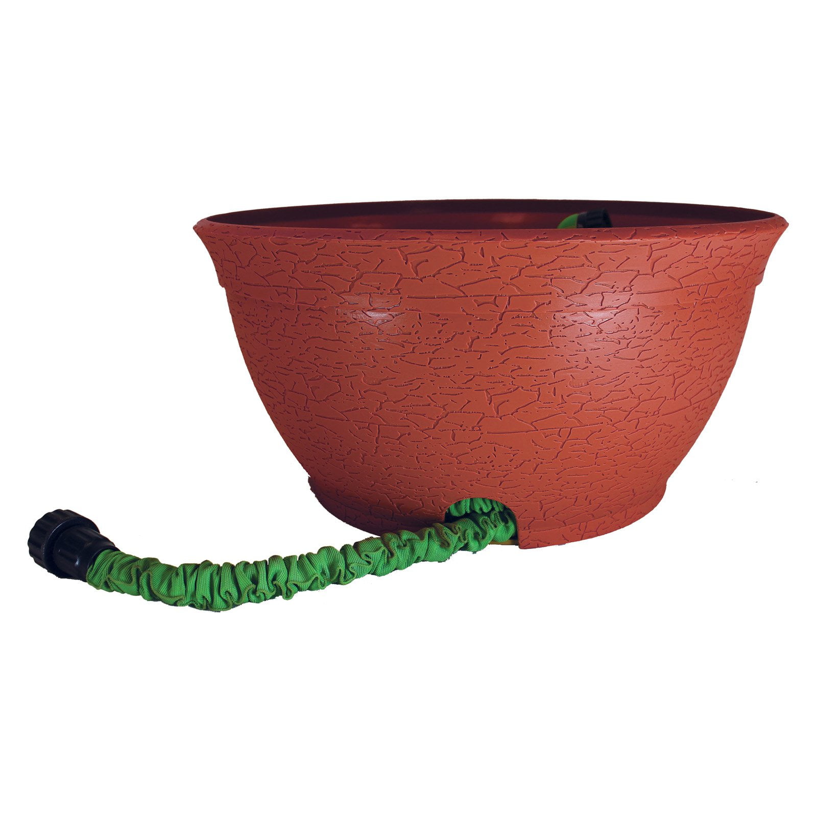 Rustic Terracotta Expandable Hose Storage Pot with Weather Resistant Feature