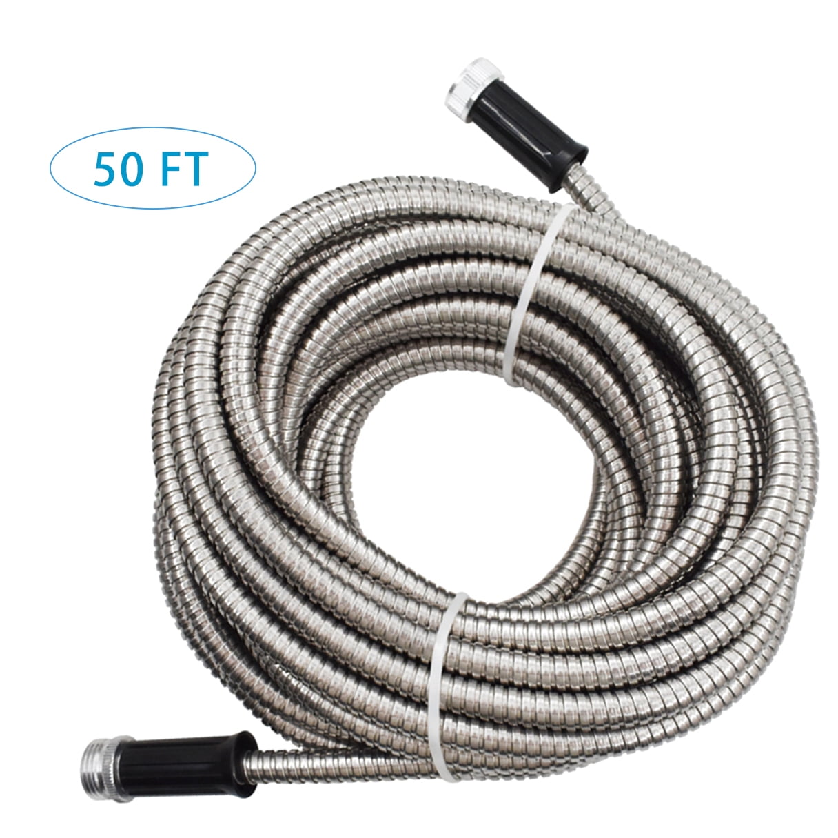 Expandable Hose Pipe, 304 Stainless Steel Garden Water Hose Hosepipe with Nozzle for Puncture Resistant for Outdoor Lawn Car Watering Plants (50FT)