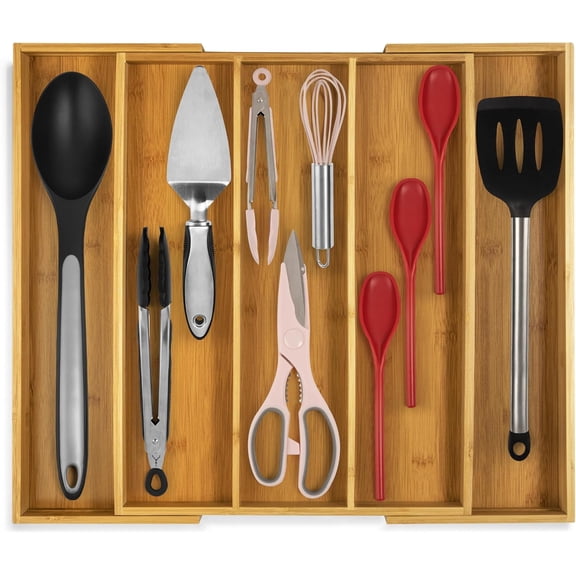 Expandable Kitchen Drawer Organizer 3-5 Slots, Natural