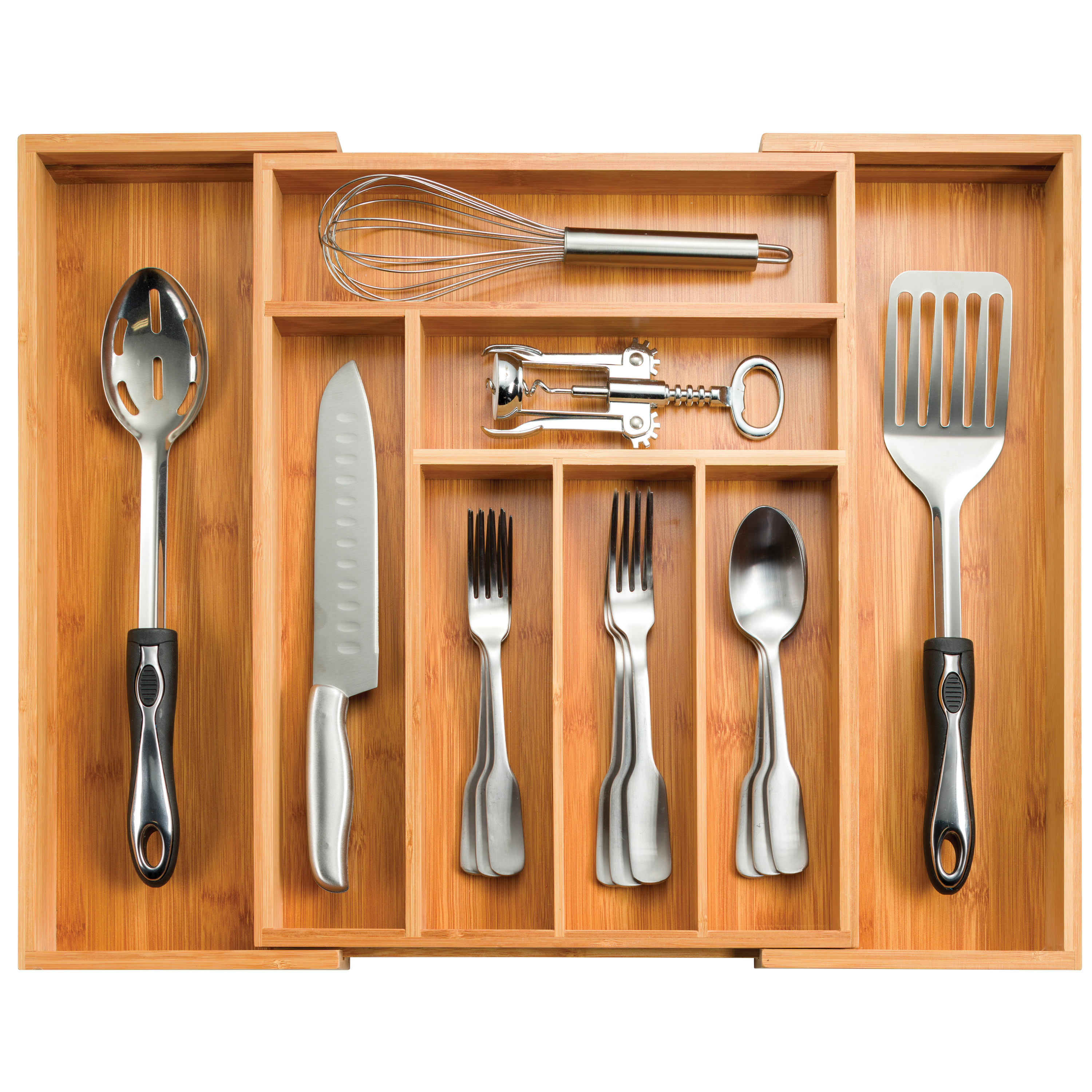 Expandable Kitchen Drawer Organizer - 8 Compartment Utensil Cutlery Tray - image 1 of 8
