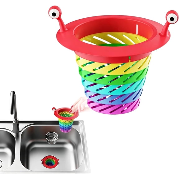 Expandable Kitchen Sink Strainer,Rainbow Food Catcher Drain Basket,1 ABS Collapsible Design, Rotating Drain Holes, Easy Lift Handles, Large Capacity For Kitchen Sinks And Daily Food Prep