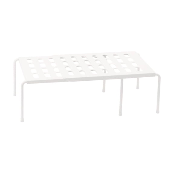 Expandable Kitchen Storage Shelf - Adjustable & Space - Saving Plastic Rack for Countertops, Pantry, Closet & Bathroom Organization,White