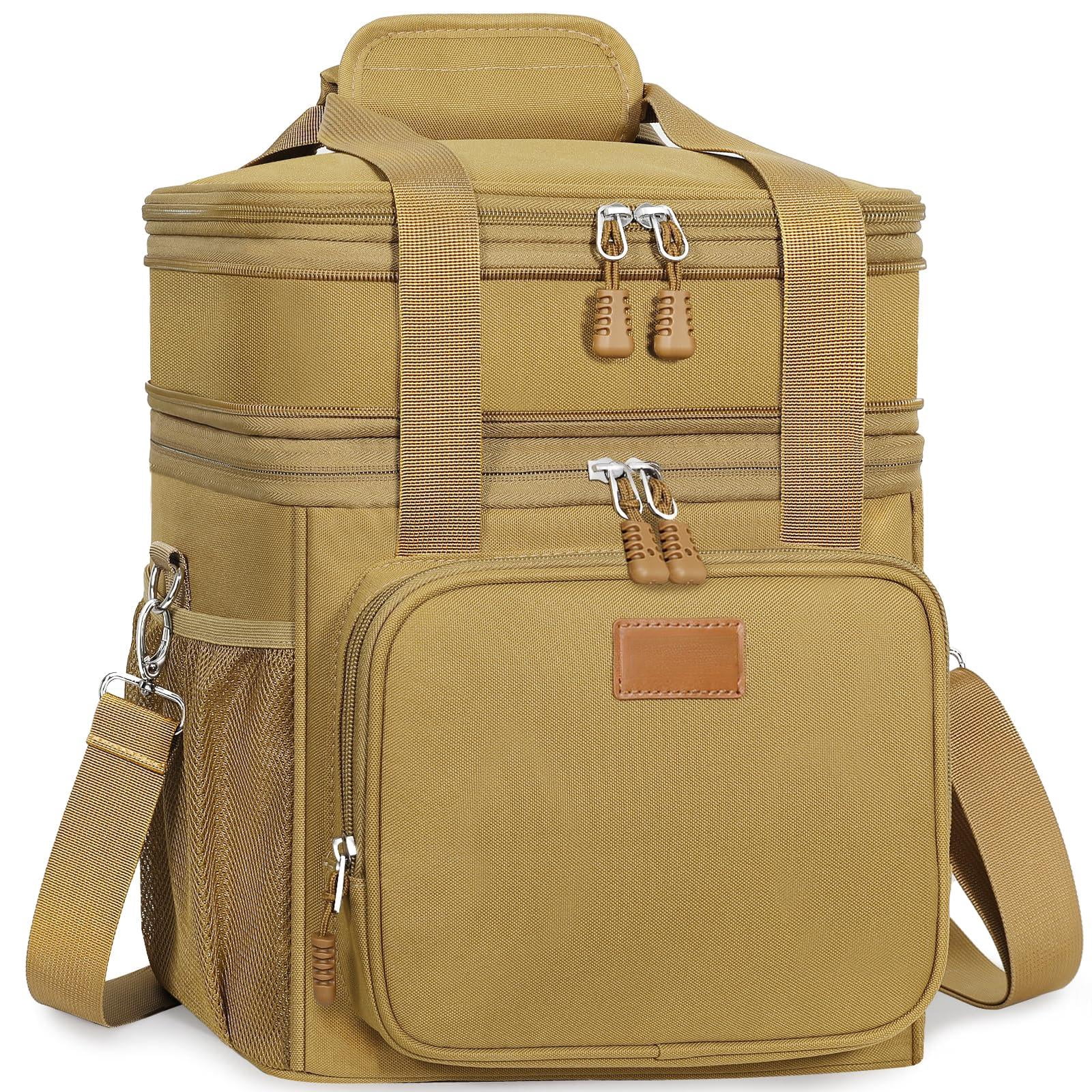 Expandable Large Lunch Box  Insulated Heavy Duty Bag Waterproof Leakproof Durable Cooler For Men Women Adults Work Construction Camping Trip 16l Brown