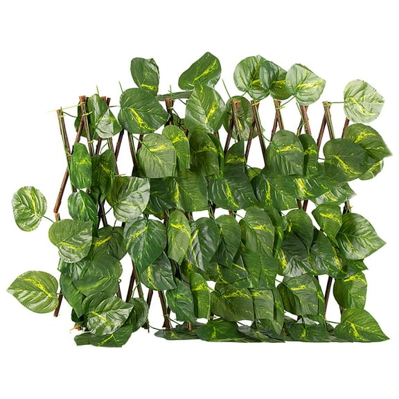 Expandable Lattice Fence, Artificial Ivy Trellis Privacy Hedge Backdrop Accordion Fencing , Balcony, Deck, and Backyard Decor - Perfect Lush Greener