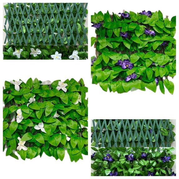 Expandable Leaf Fence Retractable Decorative Privacy Screen With Faux Greenery For Outdoor Garden Patio Balcony Wall