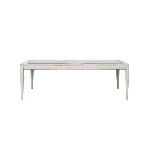 Expandable Leg Dining Table with Metal Inlay-Vanilla White