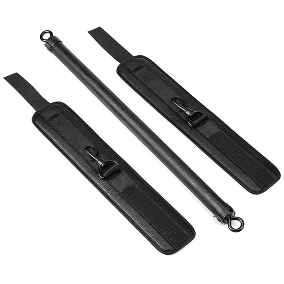 Adjustable Leg Hip Fitness Bar, Expandable Spreader Bar with Ankle Wrist Restraints for Home Gym Stretching & Strength Training