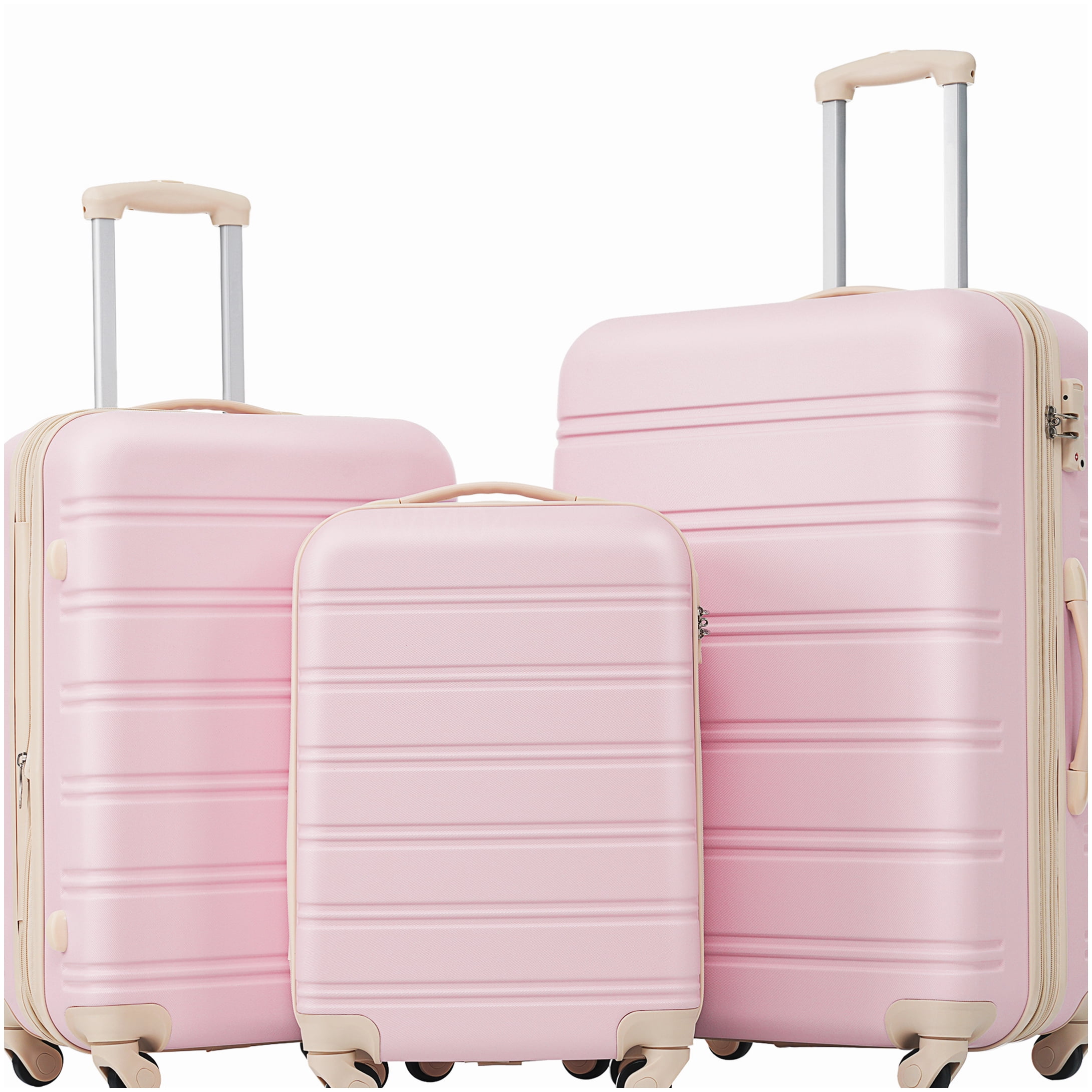 Expandable Light Pink 3-Pc Hardside Spinner Luggage Set with TSA Lock