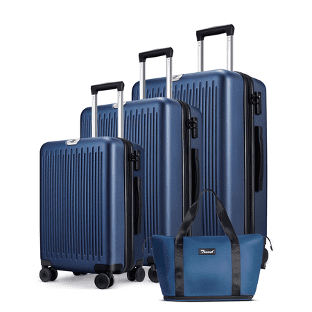 Expandable Luggage 3 Piece Sets Hardside Suitcase Set with Expandable Travel Duffle Bag,Blue