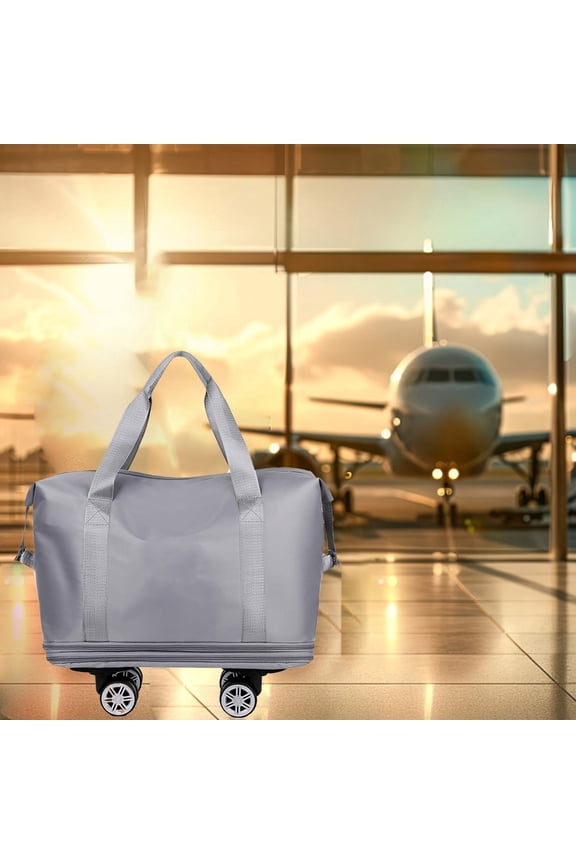 Expandable Luggage Bag with 360° Wheels Extra Large Capacity Wet Dry Separation Ideal Business Trips Gym Students Travel Home Textile Storage, 40 cm×22 cm×32 cm, Grey