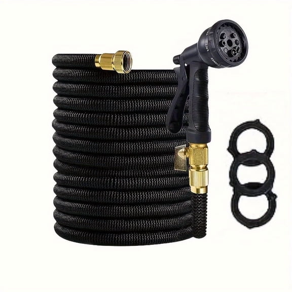 Expandable Magic Flexible Garden Hose 75 FT with 8-Pattern Spray Pattern Nozzle High Pressure, 3-Ply Latex Core, Copper Connector, Watering Gun for Garden, Car Washing, Sprinkler, Cleaning Incl