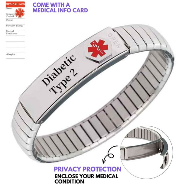 Expandable medical alert bracelets clearance