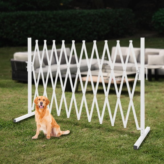 Expandable Metal Barricade Gate, 130 Inch Portable Folding Safety Barrier, Aluminum & Iron Retractable Crowd Control Fence with T-Base, Temporary Security Gate for Construction Sites, Warehouse
