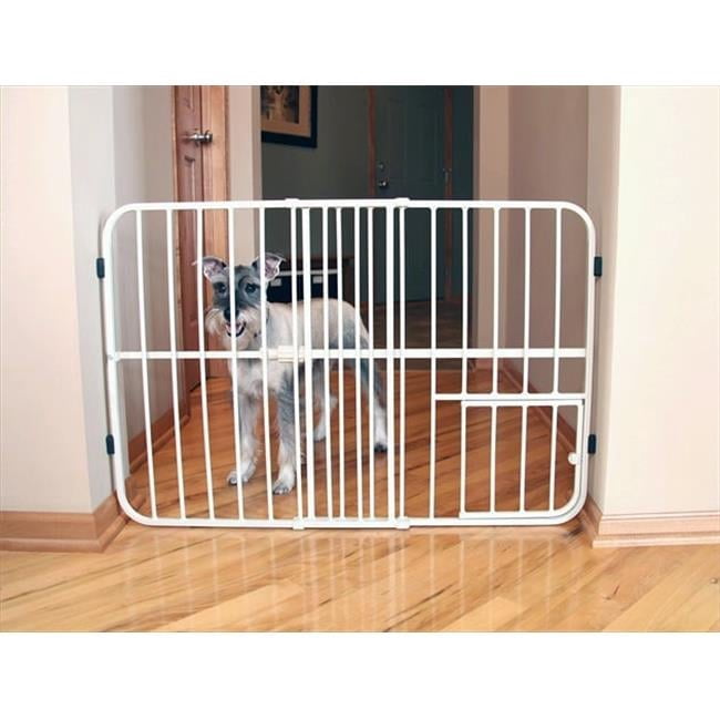 Expandable Metal Pet Gate - Beige - 24in. Height - Adjustable Width 26in.-38in.