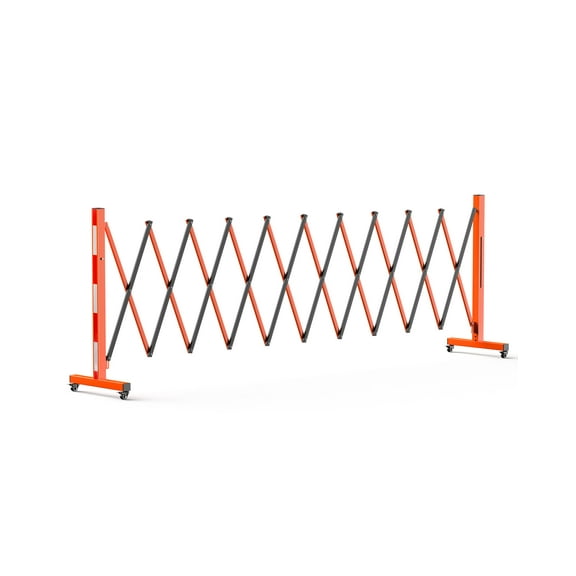 Expandable Metal Safety Barricade Gate 8/11FT Heavy Duty Folding Security Barrier with Locking Casters for Crowd Control Industrial Work Zones Yellow Orange