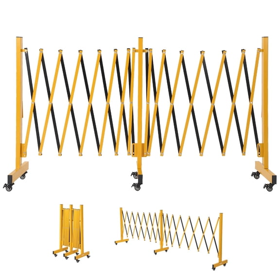 Expandable Metal Safety Barricade with Casters – Portable Industrial Security Gate