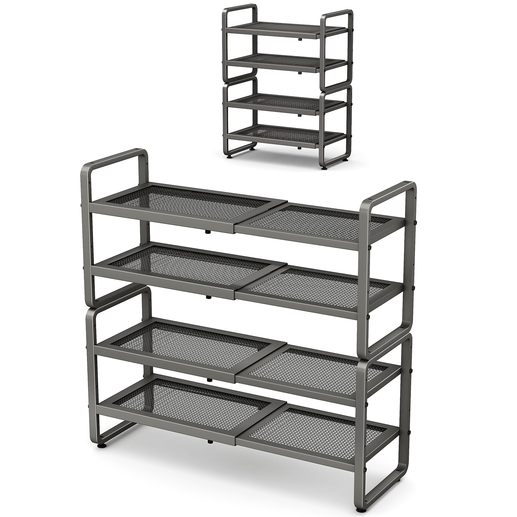 Expandable Metal Shoe Rack for Closet, Entryway & Garage, Adjustable ...