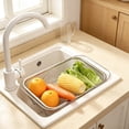 thumbnail image 1 of Expandable Over The Sink Colander Stainless Steel Flexible Kitchen Strainer Basket for Washing Produce Botanical and Draining Pasta, 1 of 6