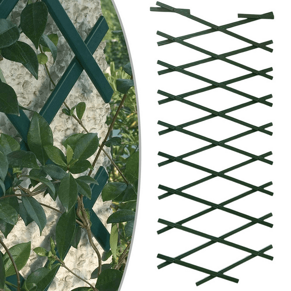 Expandable PVC Plastic Garden Trellis 70in x 12cm, Versatile Plant Support for Climbing Roses Vines Clematis, Decorative Wall Fence, Weather-Resistant Outdoor Divider (Green),1pcs