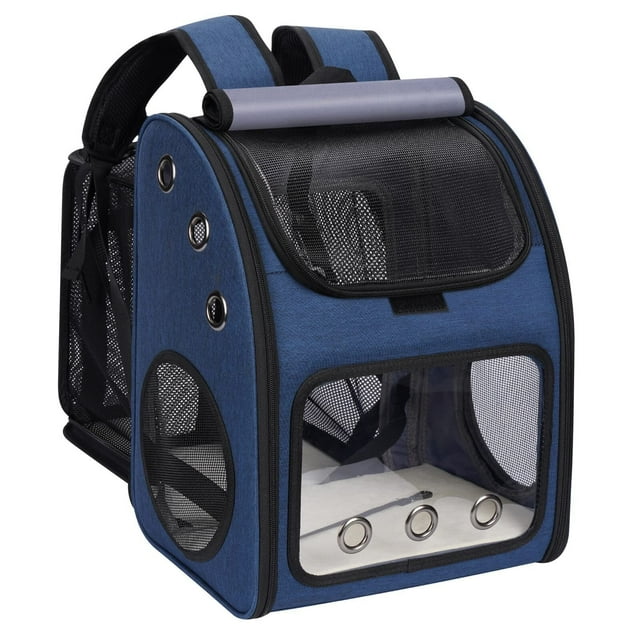 A Expandable Pet Carrier Backpack for Cats, Dogs and Small Animals, Portable Pet Travel Carrier, Super Ventilated Design, Airline Approved, Ideal for Traveling/Hiking/Camping