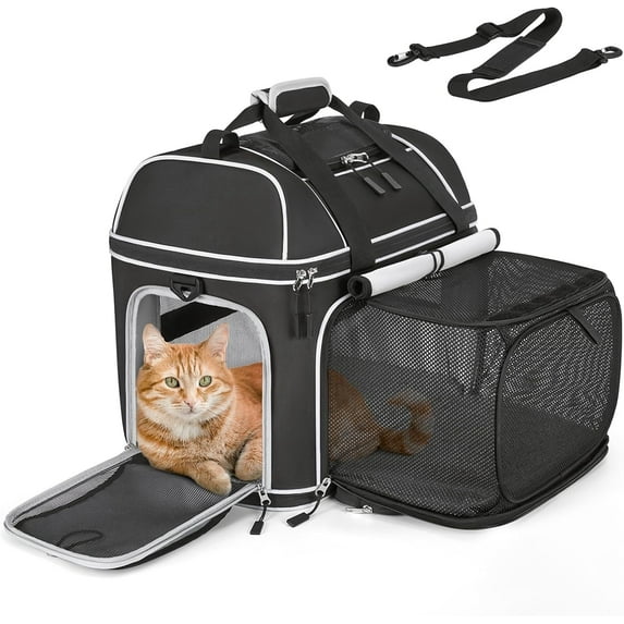 Soft-Sided Cat Dog Carrier, Small Medium Large, Black, 25 Lb Limit