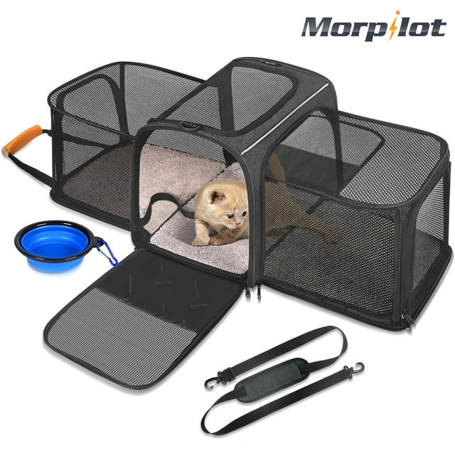 Morpilot Expandable Pet Carrier with Folding Bowl, Airline Approved