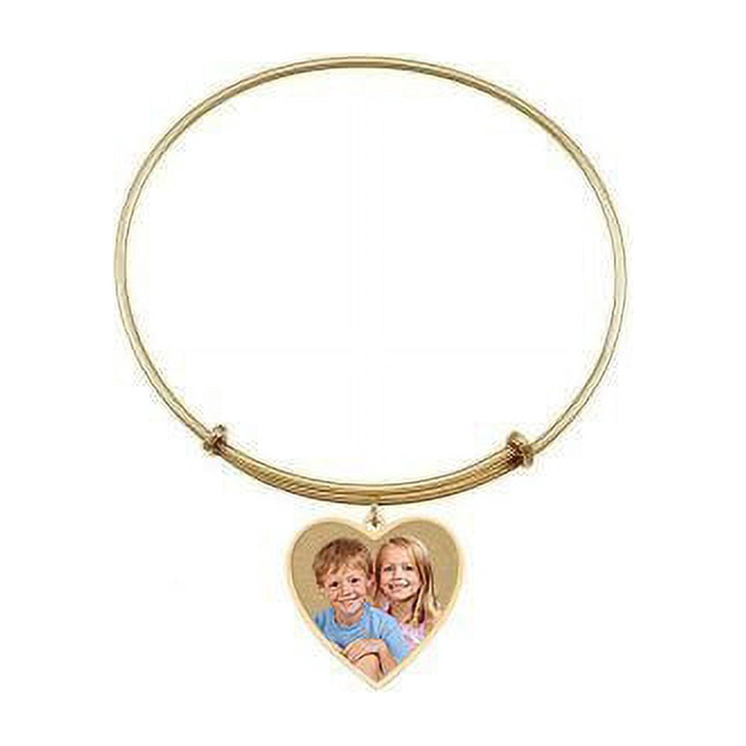 Expandable - Photo Charm Heart Expandable Bracelet - Gold Tone ...