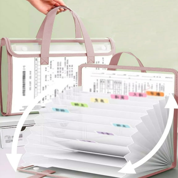 Expandable Plastic Document Organizer, 13 Pockets Expanding File Accordion Folder with Handle, Expandable Large Plastic File Folder, Portable Document Organizer with Flap & Buckle