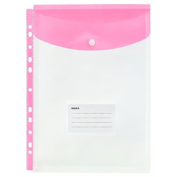 Expandable Plastic Envelopes, 2-Pack 13" x 9" Pink Plastic Binder Pockets, 11-Hole Document Pouches for Professional Desktop Storage, MELF