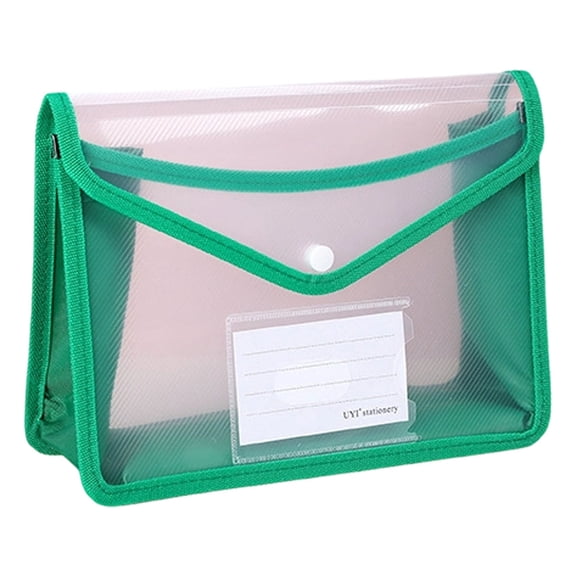 Expandable Plastic File Folder, Thick Transparent Document Bag with Closure, Large Capacity Paper Organizer for Receipts, Letters, School, Home,A5 Green 4-Piece Set