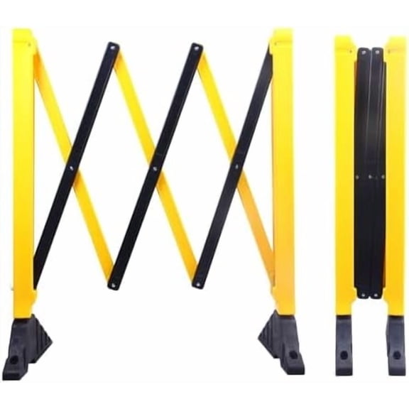 Expandable Plastic Safety Barricade (2-Pack) Foldable Crowd Control Fence, High-Visibility Yellow & Black, Lightweight & Portable for Construction Sites, Events, Traffic Management