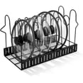 thumbnail image 1 of Expandable Pot Lid Organizer for Cabinet, 12"-23" Adjustable Pots & Pans Lid Rack with 8 Dividers, Under Cabinet Storage for Bakeware, Cutting Boards & Lids, Black, 1 of 8