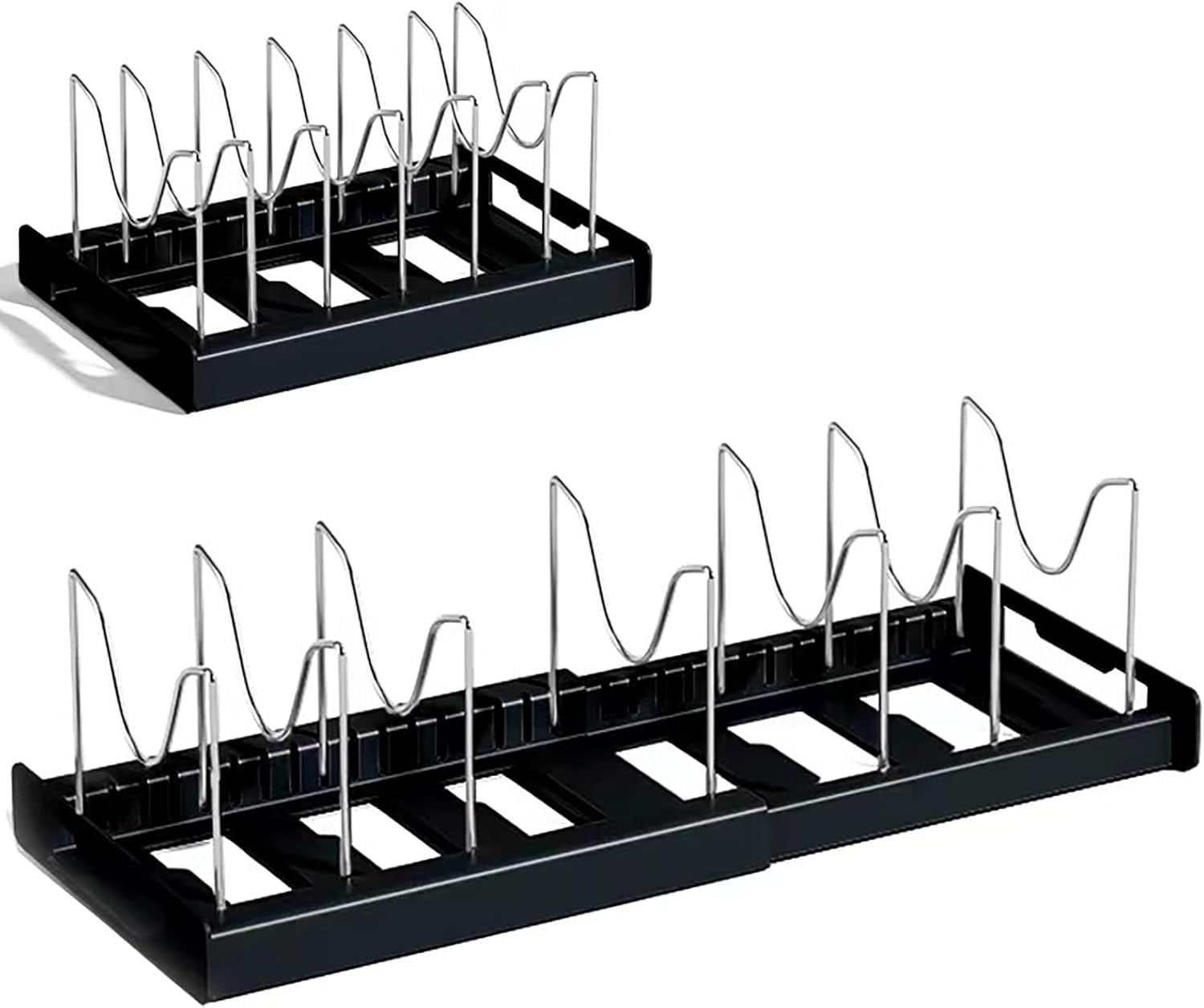 DEGUO Expandable Pot Lid Rack with Adjustable Dividers, Under Cabinet Pot and Pan Organizer for Kitchen Storage of Cutting Boards, Bakeware, Pot Lids, Black - Walmart.com