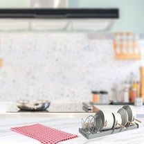 Expandable Pot and Pan Organizer Rack for Cabinet - Adjustable Compartments, U-Shape Lid Holder, Stainless Steel Cookware Storage, 11.8-22.8 Inch Length, White or Gray