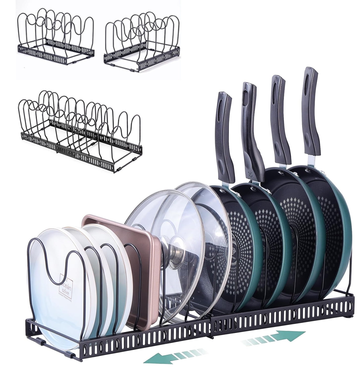 Expandable Pot and Pan Organizer Rack,Cutting Board Pot Lid Holder ,12