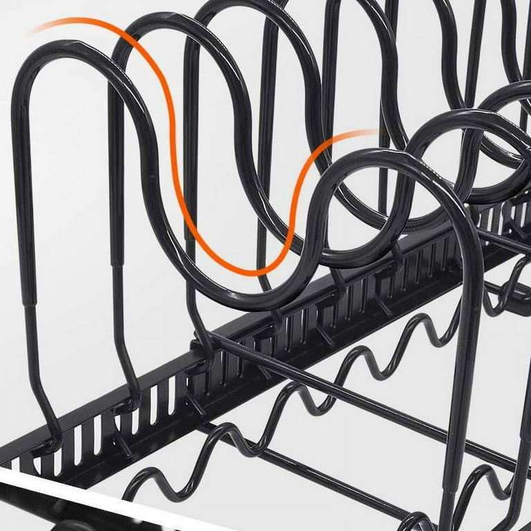 AHNR Expandable Pot and Pan Organizers Rack, 10+ Pans and Pots Lid  Organizer Rack Holder, Kitchen Cabinet Pantry Bakeware Organizer Rack  Holder with