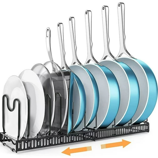 Expandable Pot and Pan Organizers Rack, Pans and Pots Lid Organizer