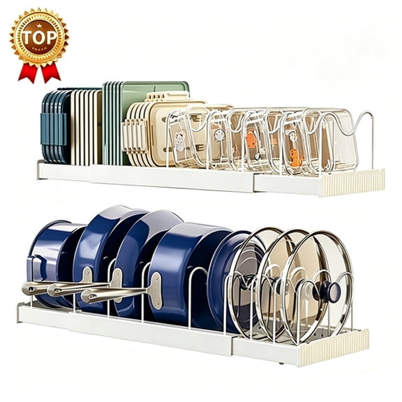Saisi 12.3 in Pvc Expandable 10 Hook Pot Rack,White, 1 Pack