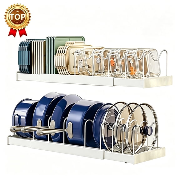 Saisi 12.3 in Pvc Expandable 10 Hook Pot Rack,White, 1 Pack