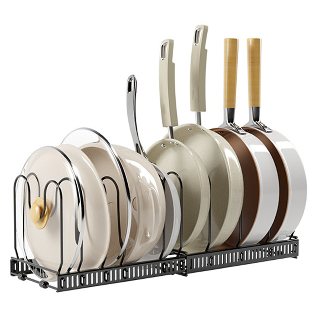 Expandable Pot and Pan Organizer for Rack Adjustable