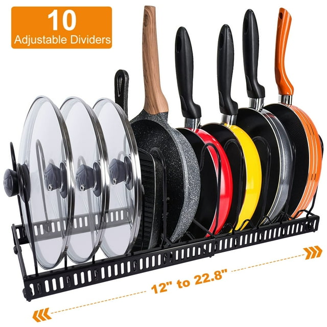 Expandable Pots and Pans Lid Organiser Rack, Adjustable Kitchen