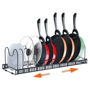 Kusmil Expandable Pots and Pans Lid Organizer Rack, Cabinet Organizer with 10 Adjustable Compartment