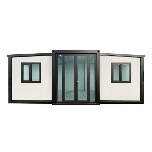Expandable Prefab Home 19ft x 20ft Portable Tiny Home with Insulated EPS Panels & Galvanized Steel Frame, Expandable Container House Modular Building for Backyard Guest House, Office, Ca