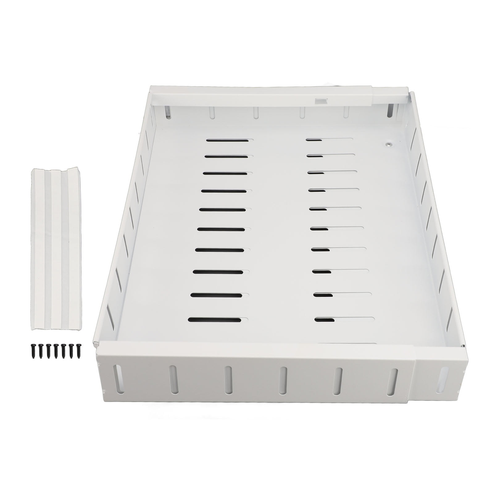 Expandable Pull-Out Cabinet Organizer Slide-Out Drawer with Dividers for Pantry and Kitchen, White