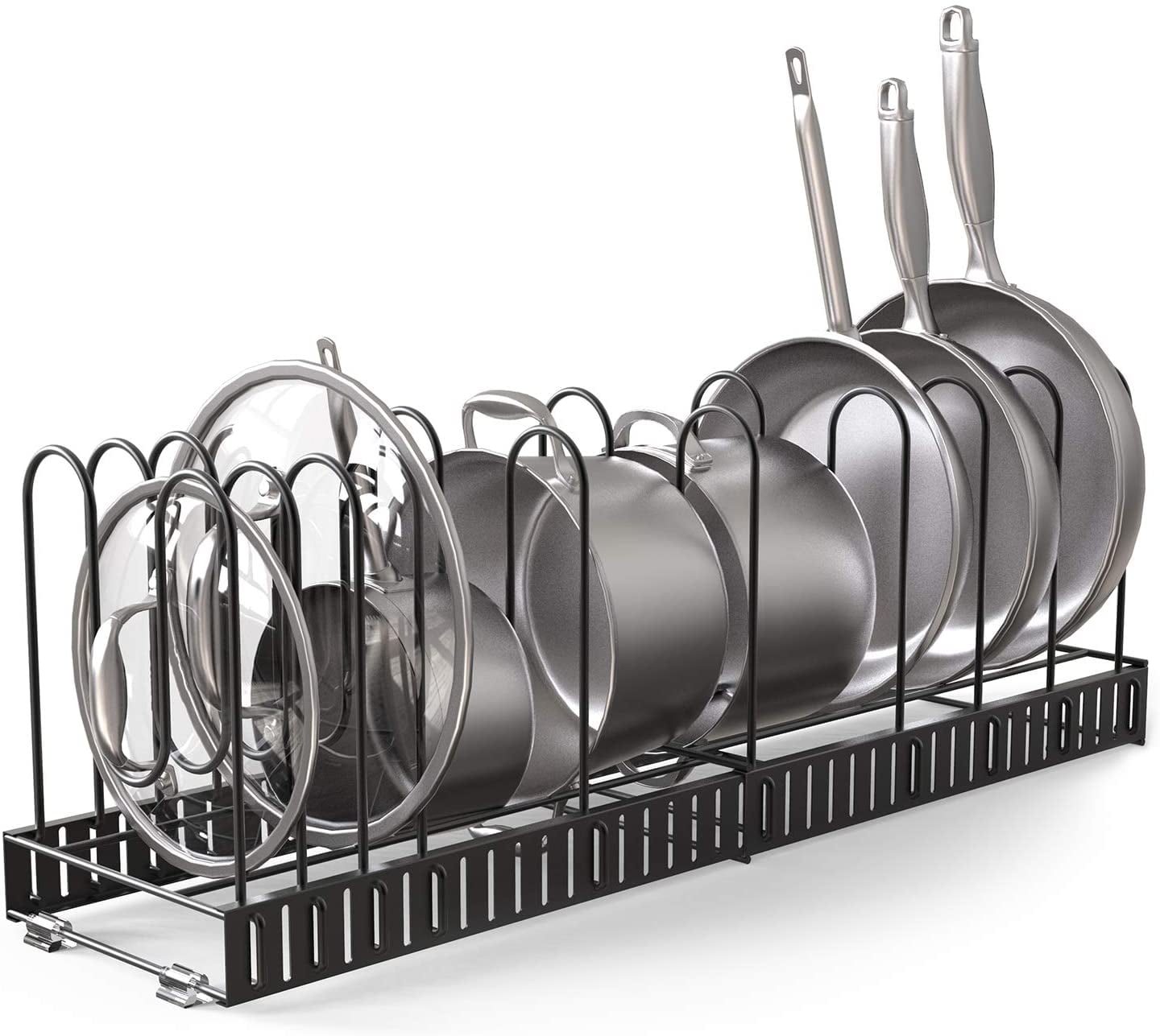 Expandable Rack for Cabinets - Adjustable Pot Rack with 4 DIY Storage ...