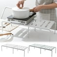 thumbnail image 1 of Expandable Retractable Kitchen Shelf Organizer, Space Saving Adjustable Cabinet Storage Rack, Plastic, White Gray, 27.16x9.44x5.9in, Easy to Clean, Modern Design, 1 of 6