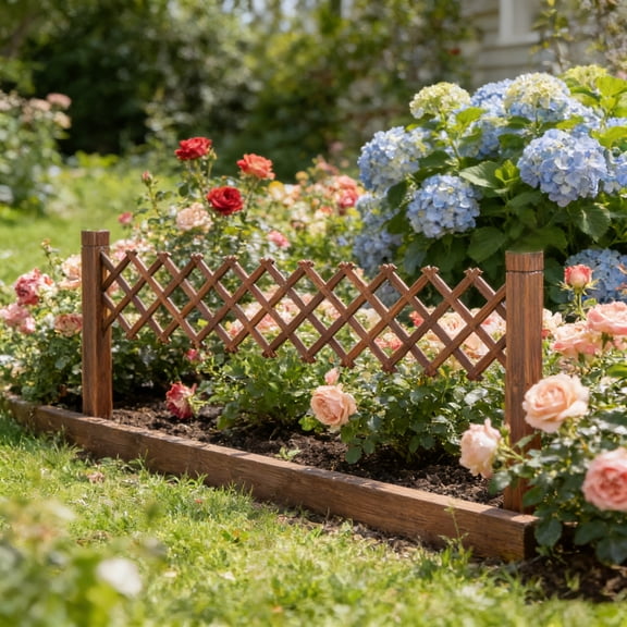 Expandable Retractable Wooden Garden Lattice Fence Natural Carbonized Wood Trellis For Outdoor Patio Yard Garden Border And Climbing Plants Decoration