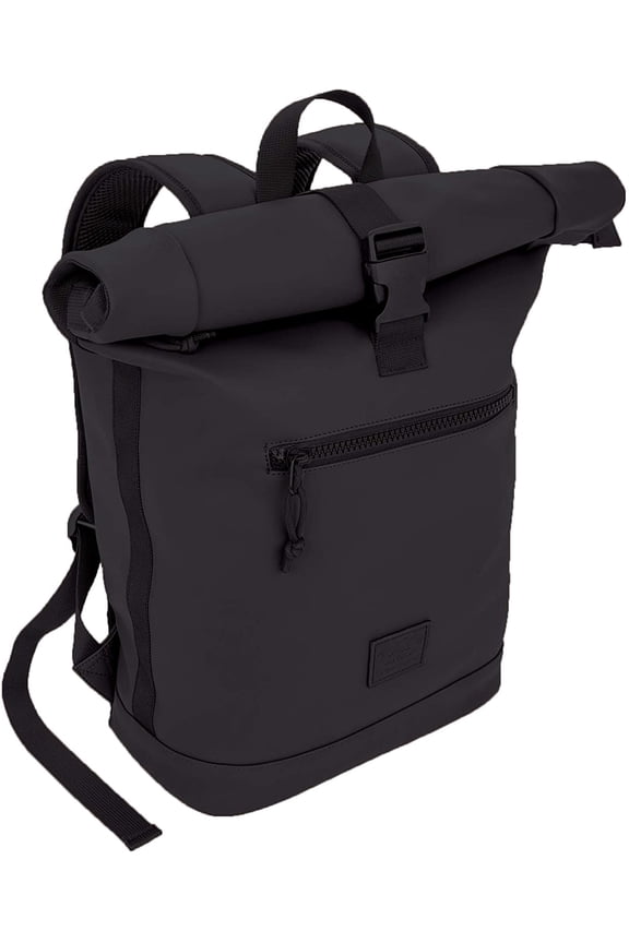 Expandable Roll Top Waterproof Trendy Backpack With Laptop Pocket (Black)